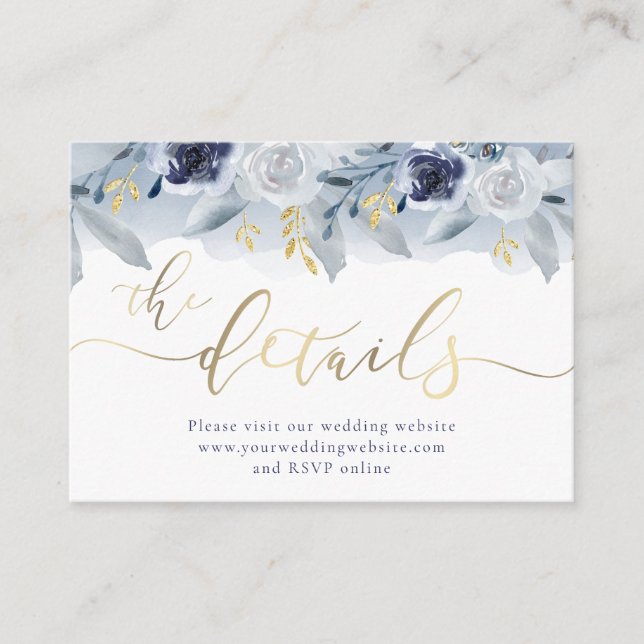 Carte D'accompagnement Site Mariage Rose bleu (Devant)