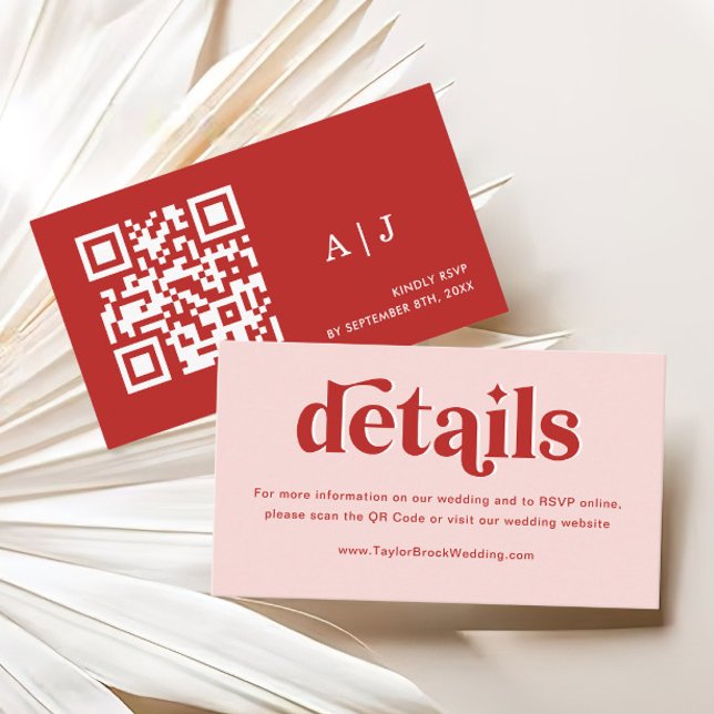 Carte D'accompagnement Site Mariage rouge et rose (Créateur téléchargé)