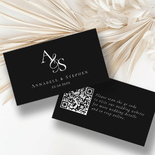 Carte D'accompagnement Site mariage, RSVP, QR-Code, Élégant, Monogramme