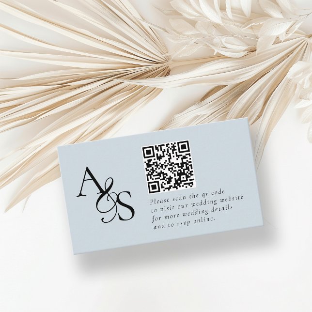 Carte D'accompagnement Site mariage, RSVP, QR-Code, Élégant, Monogramme (Créateur téléchargé)