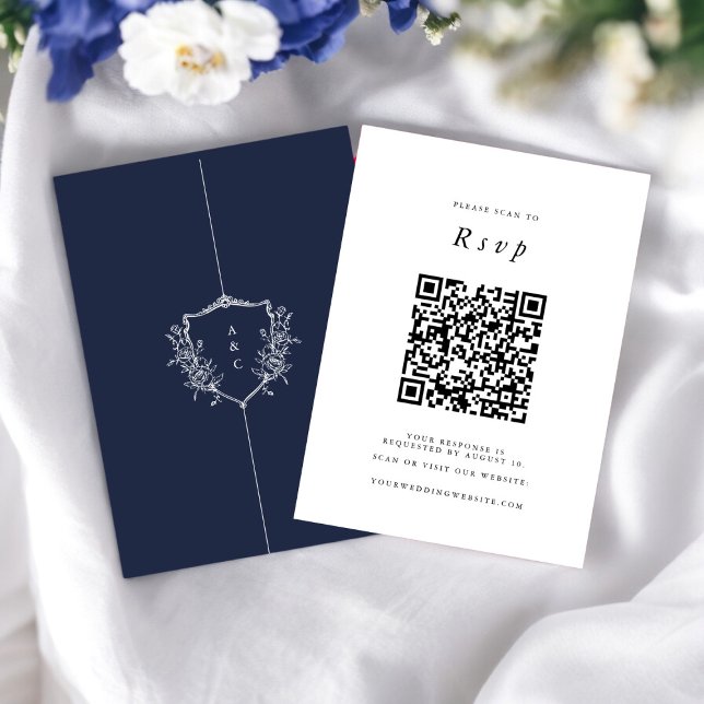 Carte D'accompagnement Site mariage | RSVP QR Code Marine Photo (rsvp qr code wedding website , tie the knot in style , )