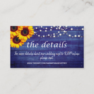 Carte D'accompagnement Site mariage Rustic Blue Wood