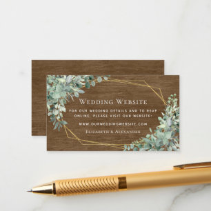 Carte D'accompagnement Site Mariage Rustic Wood Eucalyptus Green