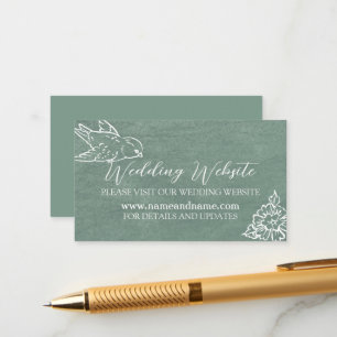 Carte D'accompagnement Site Mariage Sage Green White Bird Floral Leaf