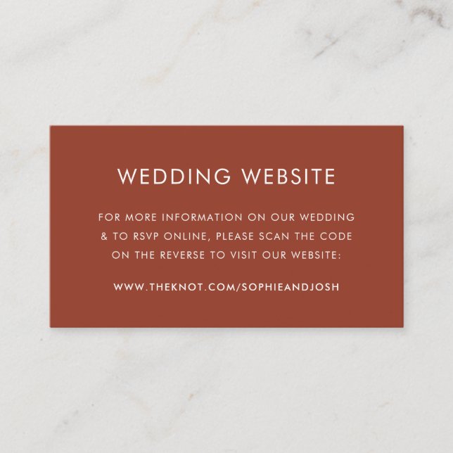 Carte D'accompagnement Site mariage | Terracotta Burnt Orange QR Code (Devant)