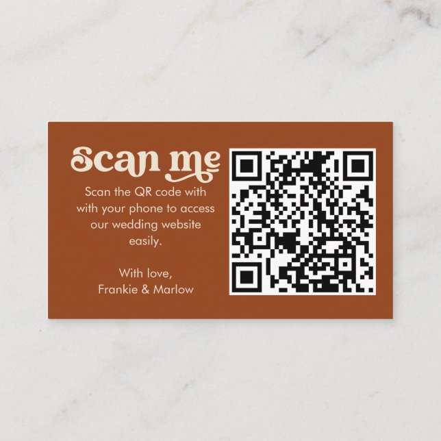 Carte D'accompagnement Site mariage Terracotta Retro RSVP QR Code (Dos)