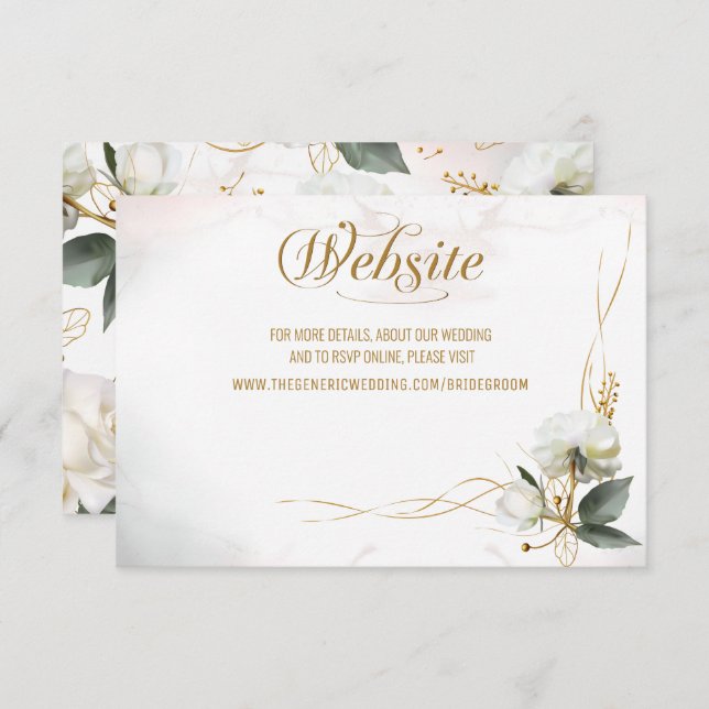 Carte D'accompagnement Site rose Gold Floral Mariage (Devant / Derrière)