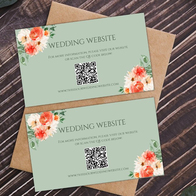 Carte D'accompagnement Site Rustic Green et Orange Botanical Mariage (Créateur téléchargé)