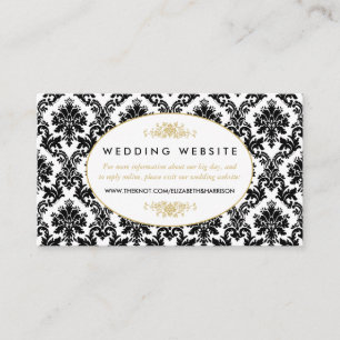 Carte D'accompagnement Site vintage Gold, Black & White Mariage damassé