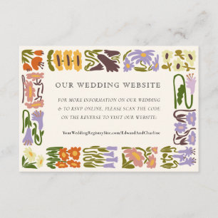 Carte D'accompagnement Site vintage Retro Floral RSVP QR Code