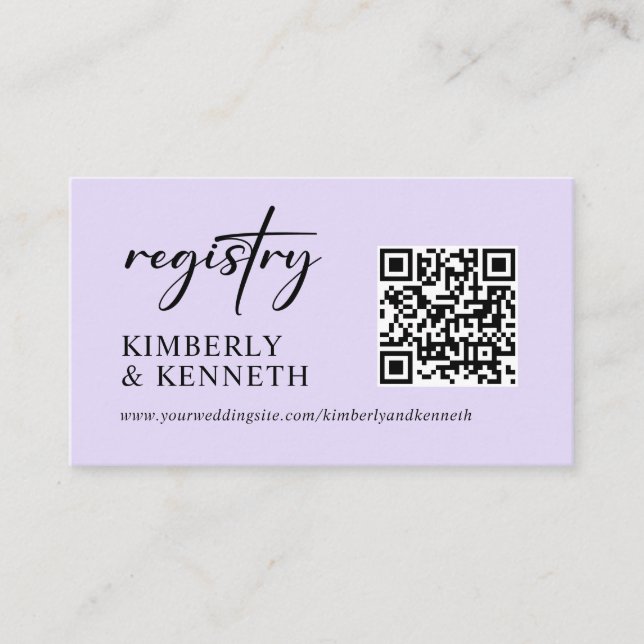 Carte D'accompagnement Site Web Code QR Registre Purple Lavender Mariage (Devant)