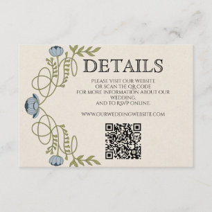 Carte D'accompagnement Site Web de Détails de Mariage Art Nouveau Bleu Po