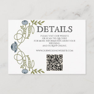 Carte D'accompagnement Site Web de Détails de Mariage Art Nouveau Bleu Po