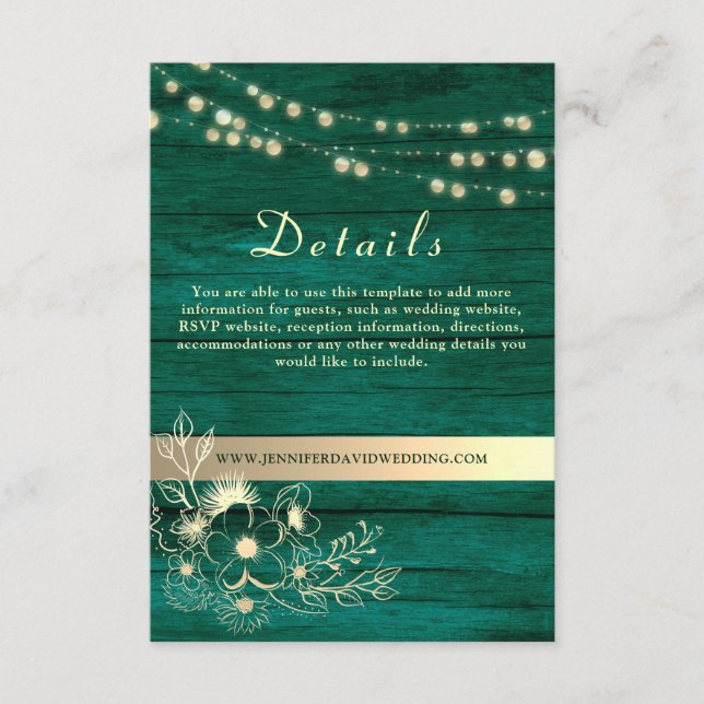 Carte D'accompagnement Site Web de Détails de Mariage en Bois Rustique (Devant)