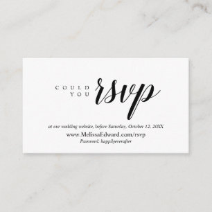 Carte D'accompagnement Site web de la RSVP en ligne, Modern Classy Minima