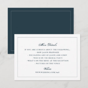 Carte D'accompagnement Site Web de Mariage à l'Arrière de la Marine Blanc