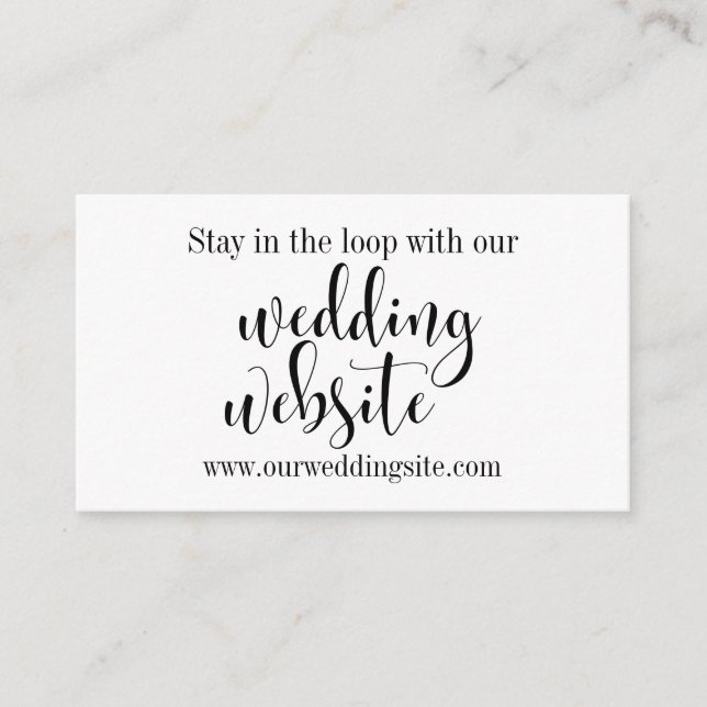 Carte D'accompagnement Site Web de Mariage à Typographie Élégante sur Fon (Devant)