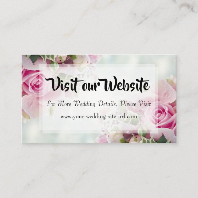 Carte D'accompagnement Site Web de Mariage aux Fleurs Roses et Pivoines (Devant)