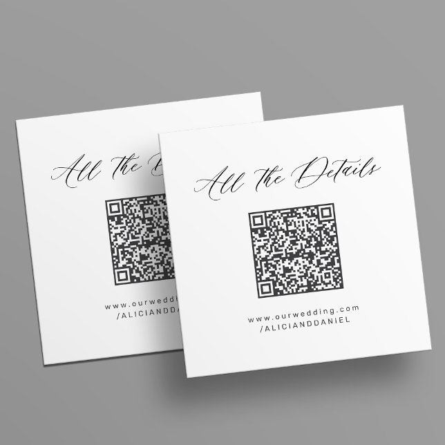 Carte D'accompagnement Site web de mariage avec code QR minimal simple (Créateur téléchargé)