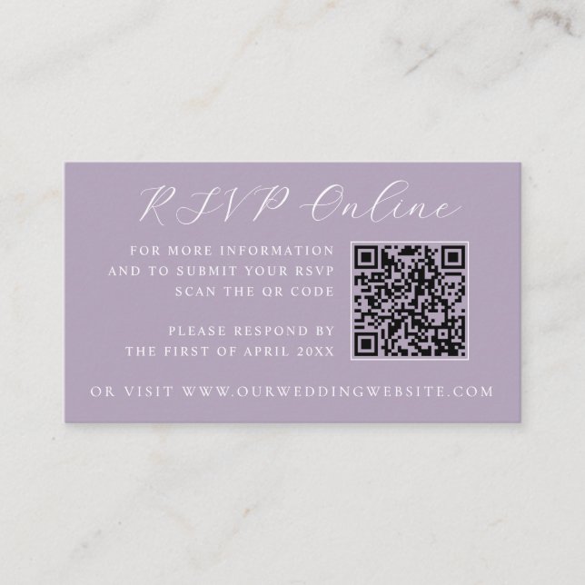 Carte D'accompagnement Site web de mariage avec code QR pour RSVP du Chât (Devant)