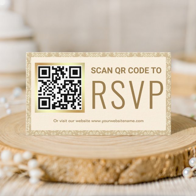 Carte D'accompagnement Site Web de Mariage avec Code QR pour RSVP en Dama (Créateur téléchargé)
