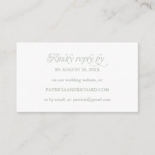 Carte D'accompagnement Site Web de Mariage avec RSVP en Ligne Minimaliste