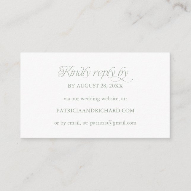 Carte D'accompagnement Site Web de Mariage avec RSVP en Ligne Minimaliste (Devant)