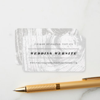Carte D'accompagnement Site Web de Mariage Bois Rustique Classique Blanc