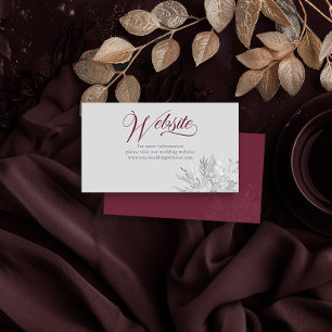 Carte D'accompagnement Site Web de Mariage Botanique Gris Bourgogne