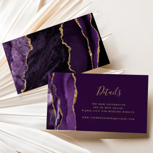 Carte D'accompagnement Site Web de Mariage Budget Violet Agate Or Plum