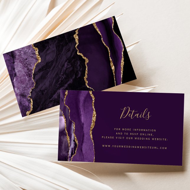 Carte D'accompagnement Site Web de Mariage Budget Violet Agate Or Plum (Créateur téléchargé)