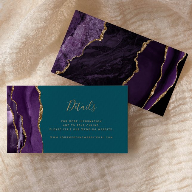 Carte D'accompagnement Site Web de Mariage Budget Violet Agate Sarcelle (Créateur téléchargé)