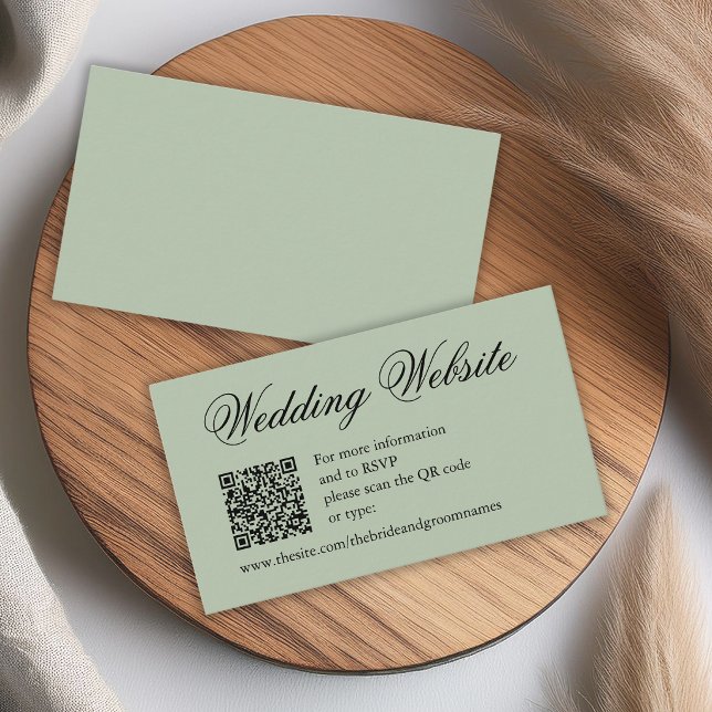 Carte D'accompagnement Site Web de Mariage Calligraphié avec Code QR Vert (Créateur téléchargé)