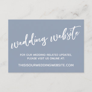 Carte D'accompagnement Site Web de Mariage Casual Handwriting Dusty Blue