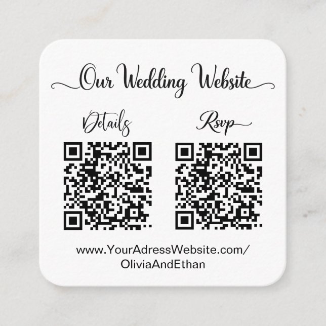 Carte D'accompagnement Site Web de Mariage & Code QR Double RSVP Photo  (Devant)