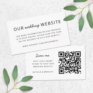 Carte D'accompagnement Site Web de Mariage   Code QR Propre Simple Minima