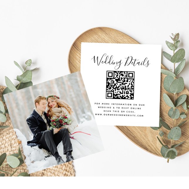 Carte D'accompagnement Site Web de Mariage | Code QR  Réponse RSVP Photo  (Créateur téléchargé)