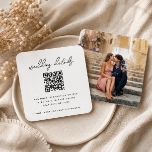Carte D'accompagnement Site Web de Mariage   Code QR Réponse RSVP Photo M