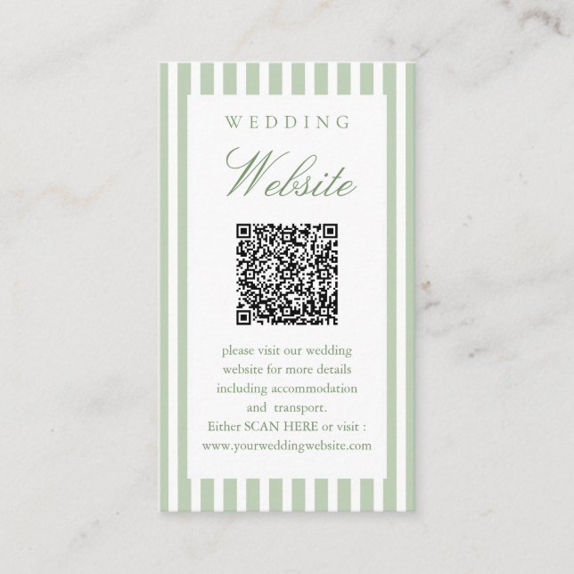 Carte D'accompagnement Site Web de Mariage Code QR Scan Me Vert Sauge  (Devant)