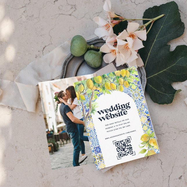 Carte D'accompagnement Site Web de Mariage | Code QR Scan Photo (Créateur téléchargé)