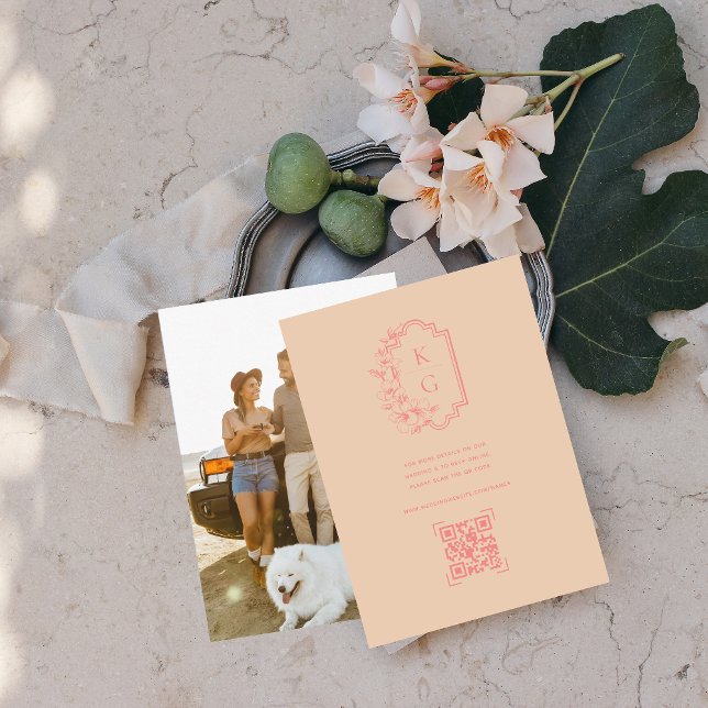 Carte D'accompagnement Site Web de Mariage | Code QR Scan Photo (Créateur téléchargé)