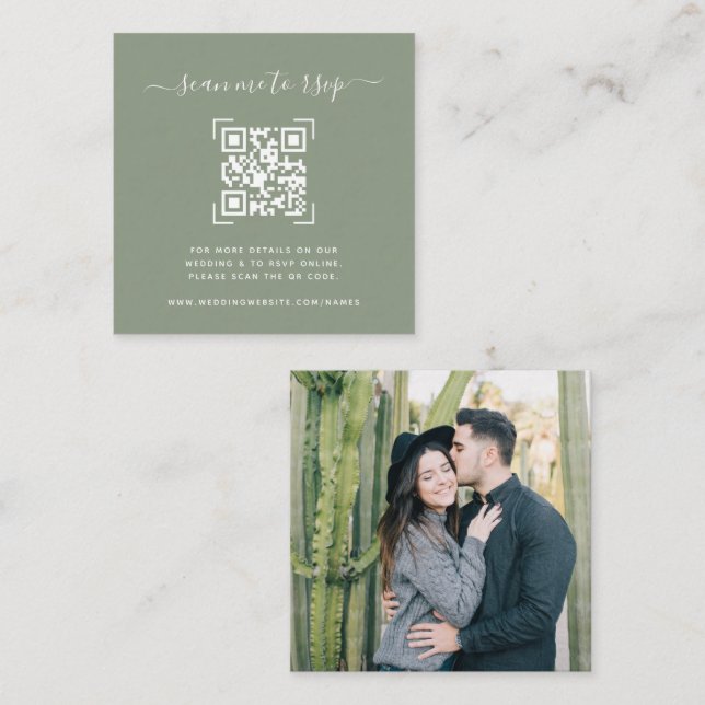 Carte D'accompagnement Site Web de Mariage | Code QR Scan Photo  (Devant / Derrière)