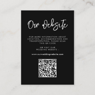 Carte D'accompagnement Site Web de mariage contemporain avec code QR noir