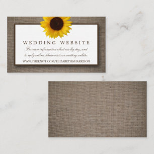 Carte D'accompagnement Site Web de Mariage Country Rustique Tournesol & T