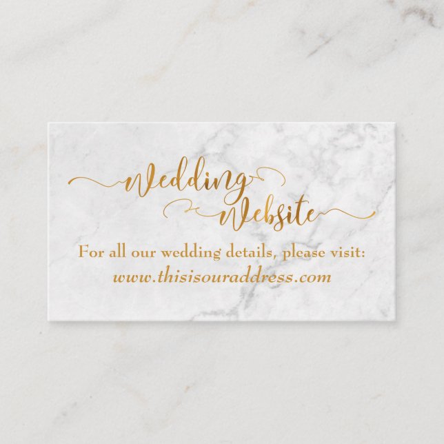 Carte D'accompagnement Site Web de Mariage | Écriture à Feuille d'Or et M (Devant)