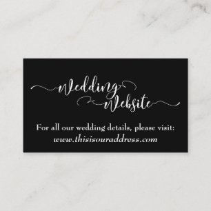 Carte D'accompagnement Site Web de Mariage Écriture Blanche sur Fond No