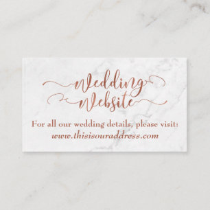 Carte D'accompagnement Site Web de Mariage Écriture Cuivrée sur Marbre