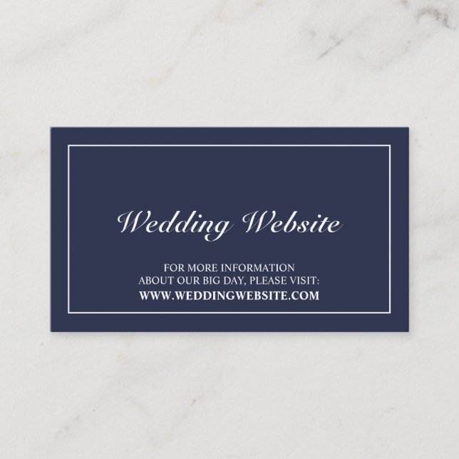Carte D'accompagnement Site Web de Mariage Élégant Bleu Marine (Devant)