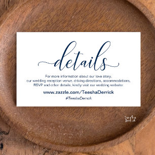 Carte D'accompagnement Site Web de Mariage Élégant et Moderne Bleu Marine