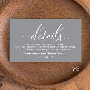 Carte D'accompagnement Site Web de Mariage Élégant Moderne Gris Foncé Scr